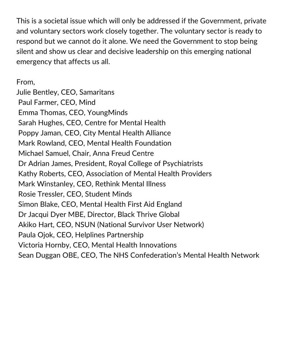 juliebentley's tweet image. A letter FAO @BorisJohnson @RishiSunak @trussliz the cost of living crisis is going to be catastrophic for many people in many ways. Including their mental health. A letter from @samaritans and our colleagues across the mental health sector