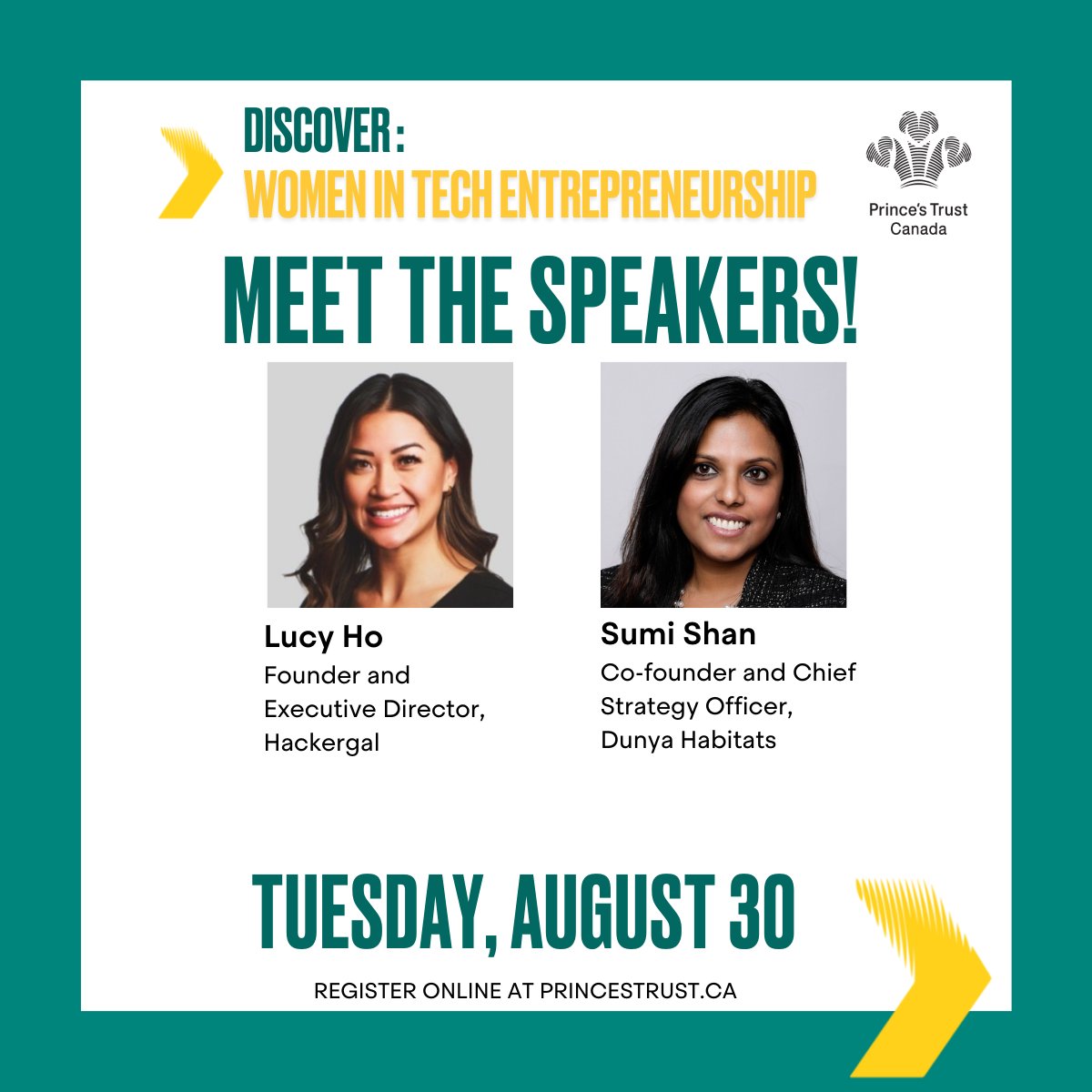 KingsTrustCA's tweet photo. Meet our amazing panelists for the #Discover session happening tomorrow, August 30 📅.
👉 Lucy Ho, @thehackergals 
👉 Sumi Shan, @dunyahabitats 

It promises to be insightful! Register to attend ➡ https://t.co/FxgoBfkB4B
 Don't miss it

#WomeninTechEntrepreneurship 💪 https://t.co/b2hbN0HJVT