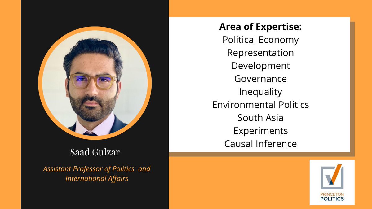 Saad Gulzar
Assistant Professor of Politics and International Affairs
Areas of Expertise:
Political Economy
Representation
Development
Governance
Inequality
Environmental Politics
South Asia
Experiments
Causal Inference