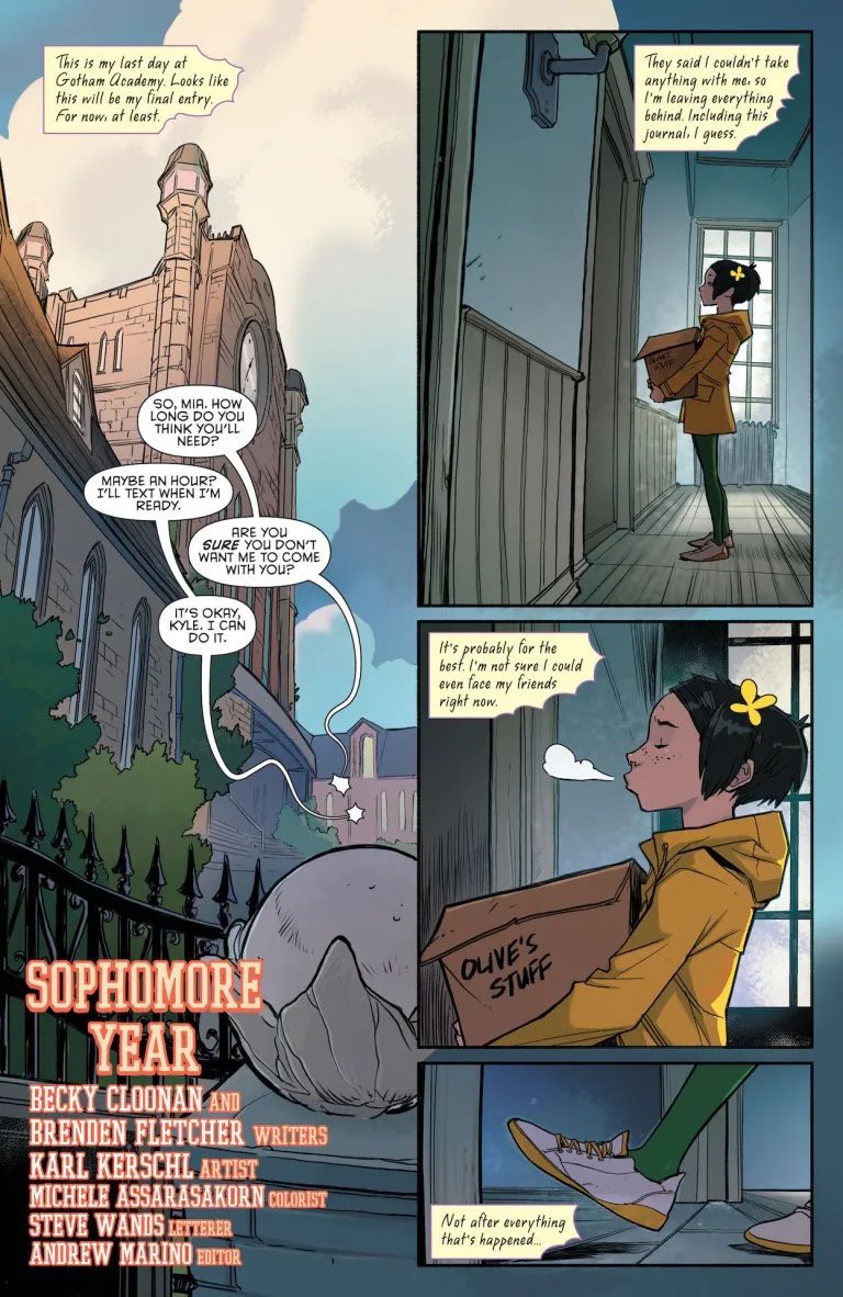 brendenfletcher's tweet photo. TOMORROW! AUG 30!

NEW GOTHAM ACADEMY!!🙌

It’s been FIVE YEARS since we said goodbye to The Detective Club. Check out their first new adventure since Second Semester #12 (Aug 2017!!) in @DCCOMICS’ SAVED BY THE BELLE REVE, in stores and online TOMORROW! 

https://t.co/0cxf6c76Y0 https://t.co/QJnbs4AOlW