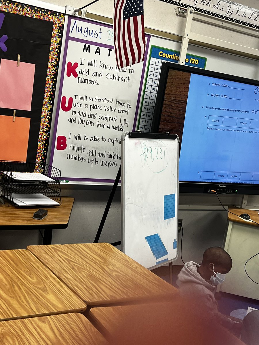 DrWynneLaToya's tweet photo. Ms. Lavergne is always up on her feet teaching &amp; engaging with students. Most students were able to clearly explain the pattern and the place value that was being adjusted in the number pattern. I love how students are accountable in learning with swift teacher feedback! Let’s GO https://t.co/KNxml6VQnc