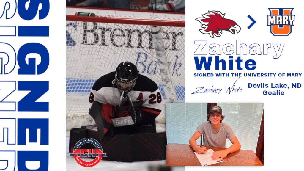 UMaryMHockey's tweet image. With their last signing of 22-23, UMary signs ND All-State (G) Zach White. Zach joins the Marauders as they seek their 3rd consecutive🏆in 2022-23. He had a .908 SA% at Devils Lake HS and faced an average of 51 shots/game over his HS career. He joins a talented group of tendies.