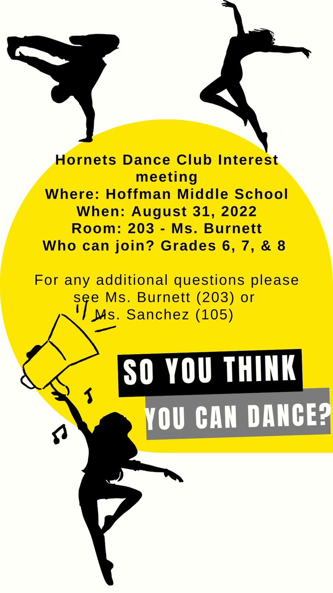 Hoffman Dance Club (@dancehoffman) on Twitter photo Hornets Dance Club is back! We have some exciting events coming up! Can’t wait to see everyone there! <a href="/HoffmanMS_AISD/">Hoffman College Prep</a> @AggieAdmin92 @MsD_Burnett <a href="/Ms_Gsanchez/">Ms. Sanchez 👩🏻🏫</a> Hornets Dance Club is back! We have some exciting events coming up! Can’t wait to see everyone there! <a href="/HoffmanMS_AISD/">Hoffman College Prep</a> @AggieAdmin92 @MsD_Burnett <a href="/Ms_Gsanchez/">Ms. Sanchez 👩🏻🏫</a>