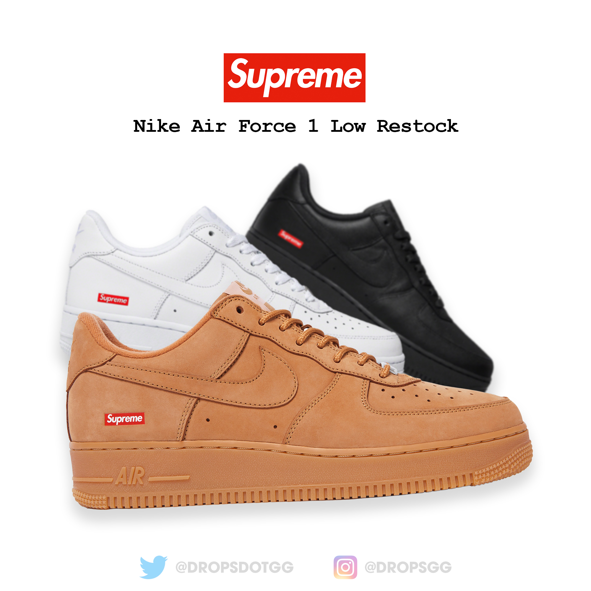 Supreme x nike air force 1 low restock top