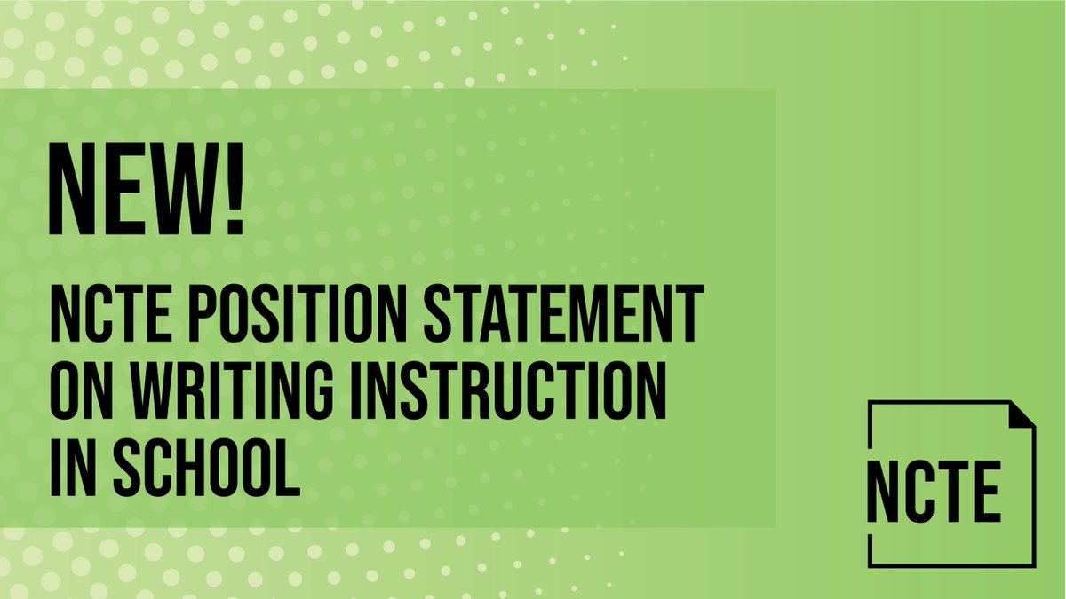 In our new position statement, #NCTE provides recommendations for administrators, educators, policymakers, and school faculty to mitigate narrow definitions and limited practices of writing. Read more about writing instruction that can benefit everyone: bit.ly/position-state…