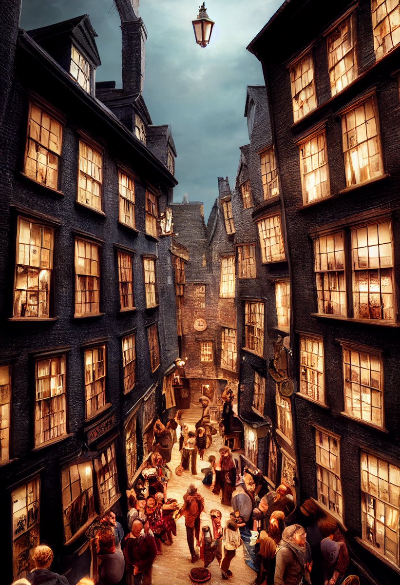 Distinguish_g's tweet photo. New (left) VS old (right) image making system
Diagon Alley
#midjourney #HogwartsLegacy #Hogwarts #HarryPotter #diagonalley #ai #aiart #aiartcommunity #AIartists https://t.co/pbCZIzI2Lr