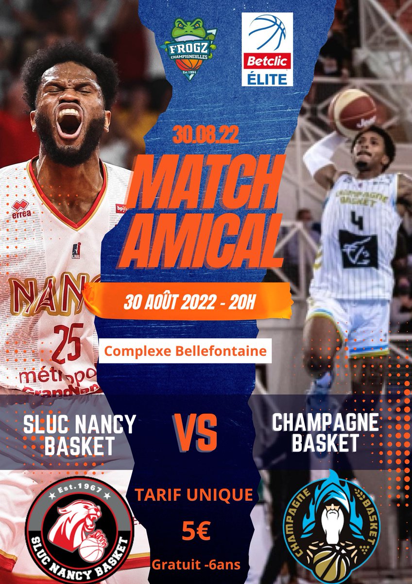 ASCBB_Frogz's tweet photo. J-1 pour le match amical @SLUCbasketNancy face à @ChampBasketOff 

Ouverture des portes à 19h

Buvette sur place (Pâtés lorrains, crêpes, boissons ...)

On vous attend avec impatience 🥰🐸🏀

A demain https://t.co/IJROxkkilL