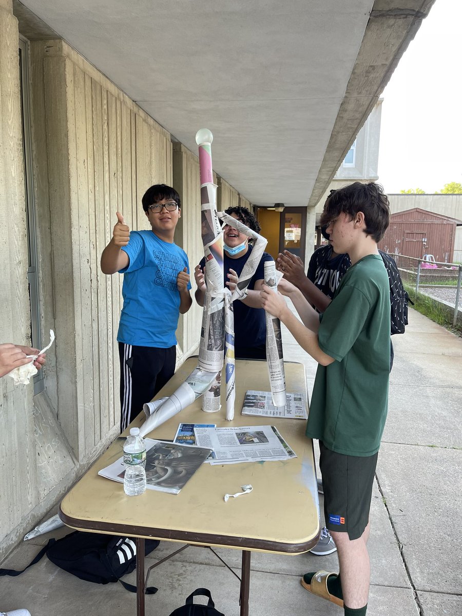 Welcome Back 10th Graders!! Your challenge of the day… Can you build the tallest tower that can hold a water balloon with some newspapers and tape?? <a href="/arlingtontechcc/">Arlington Tech</a>