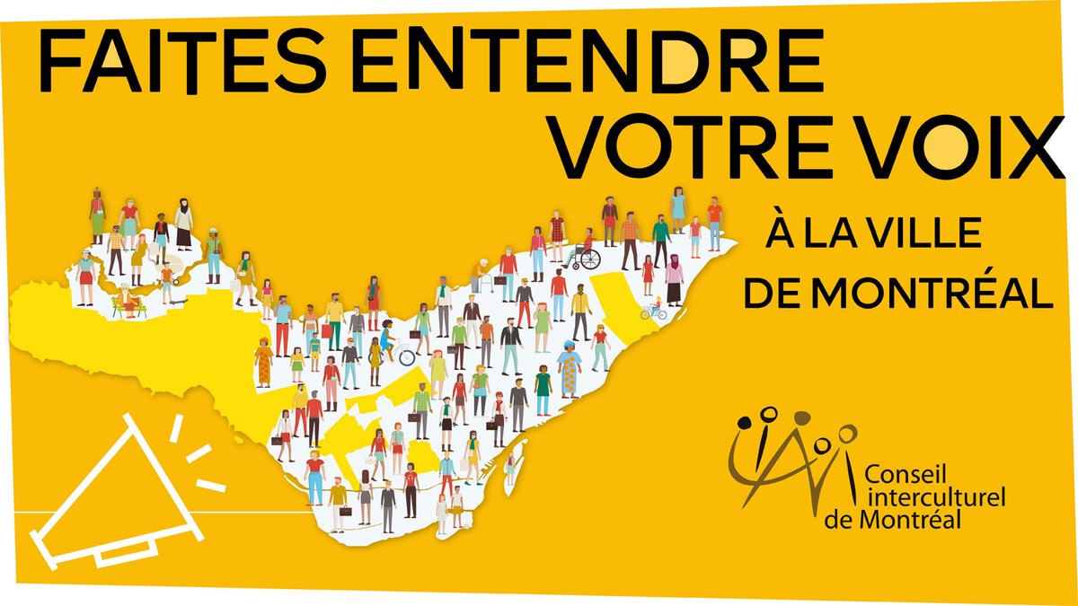 📢APPEL DE CANDIDATURES - 29 août au 30 octobre 2022
✋Devenez membre bénévole du Conseil interculturel de Montréal (CIM), un des trois  conseils consultatifs de la Ville de Montréal! 
🖊Pour soumettre votre candidature et en savoir plus :  bit.ly/3pRRBkr