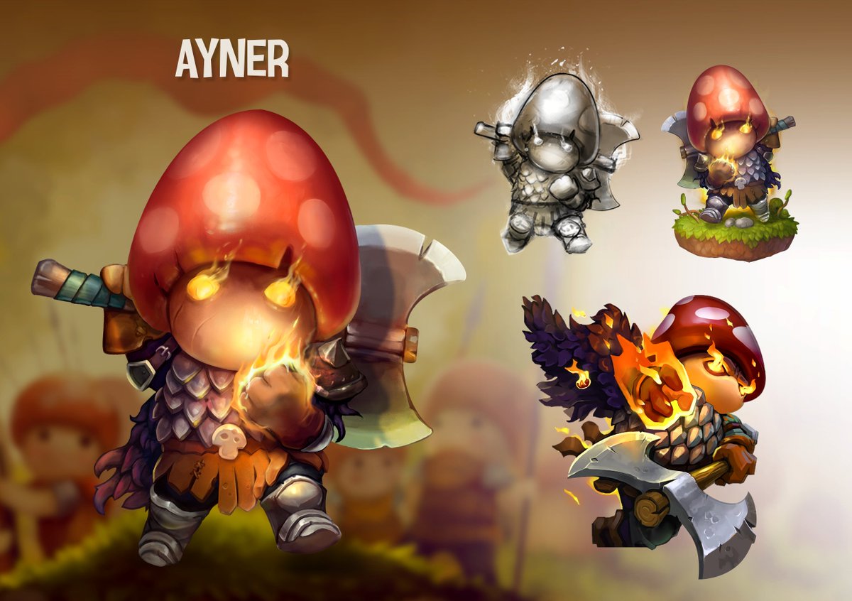 Have you ever wondered what the original sketches of some of our heroes looked like?🤔🎨

Well wonder no more, here's a look at how Ayner's design evolved during its development process!💯

#mushroomwars2 #mobilegame #indiegame #conceptart #mondaythoughts