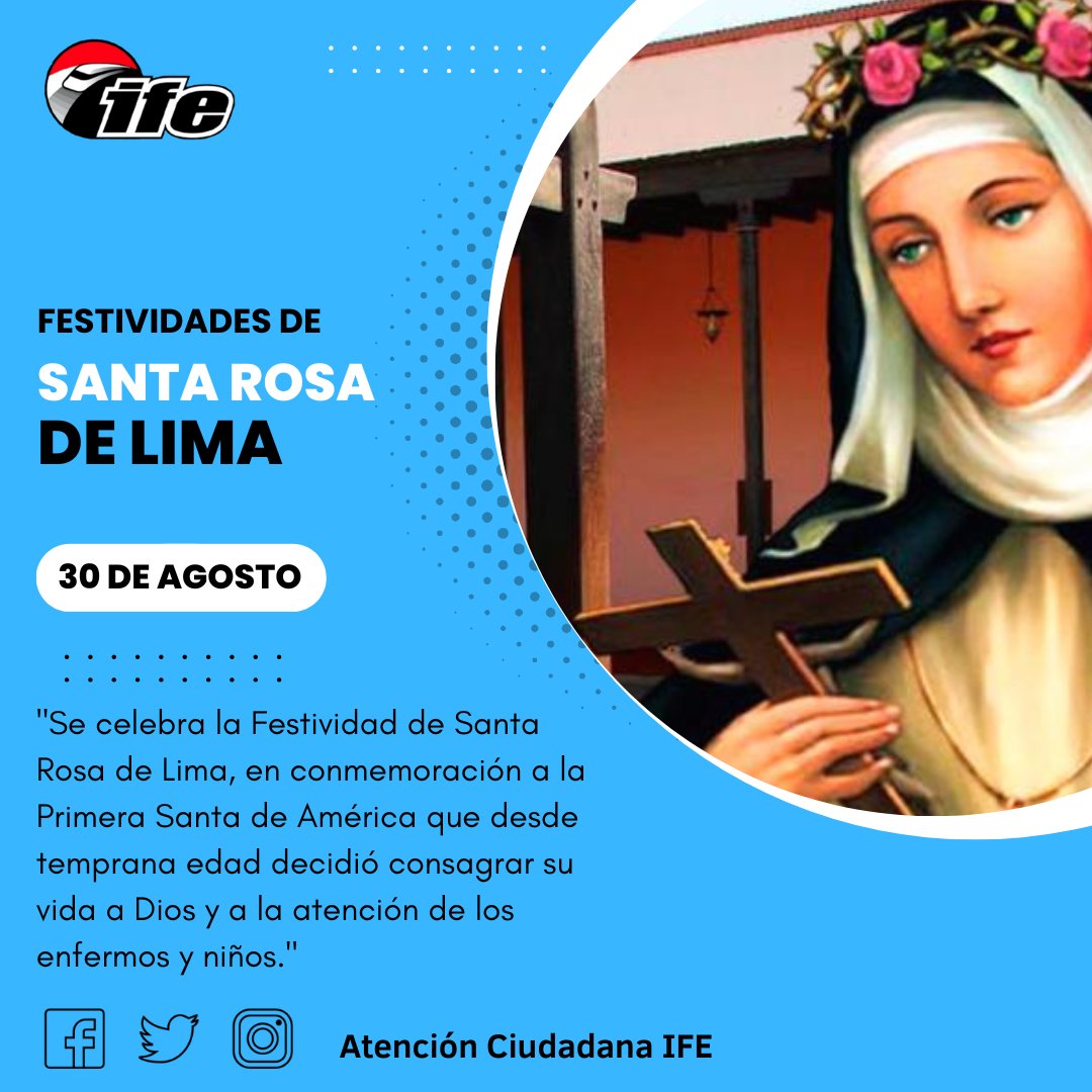 OAC_IFE2020's tweet photo. #30Ago #Celebracion Los 314 aniversario De Santa Rosa De Lima. https://t.co/7kADrZoOkp