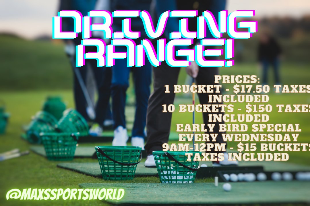 MaxsSportsWorld's tweet photo. Come get your swing ready anytime from 9am-9pm at Max's Sports World! Let the fun begin!

#letthefunbegin #MaxsSportsWorld #golf #minigolf #drivingrange #axethrowing #waterloo #kwregion https://t.co/StLn1RcaZt