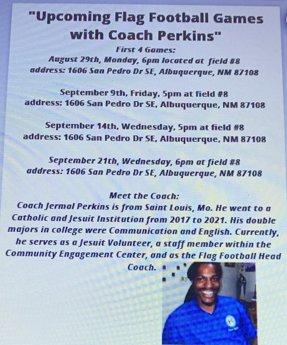 Here at ACE, We are a Family.

Today is the first game of the Flag Football Season.
It would be great to get the community, staff, families, and teachers to all come out and support the players and the team.
