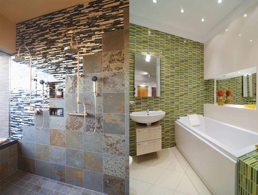 InteroNC's tweet photo. The bathroom tends to be home to some unique styling. Both options are a bit extreme, but they could make sense in the right house. Which bathroom do you prefer? https://t.co/etOV4MDPmH https://t.co/ITG55jsV7X