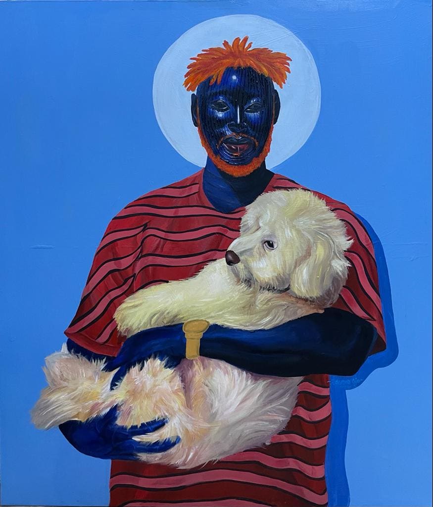 Title: Deeply in Love with pet.
Size:48x55inches
Medium:Acrylic on Canvas
Year:2022  I am in love with my companion because it possesses a loving and caring heart. #artcollector  #art #artlover #black #blacklivesmatter #nft #nfts #ArtistOnTwitter #ArtLovers #TweetOfTheDay