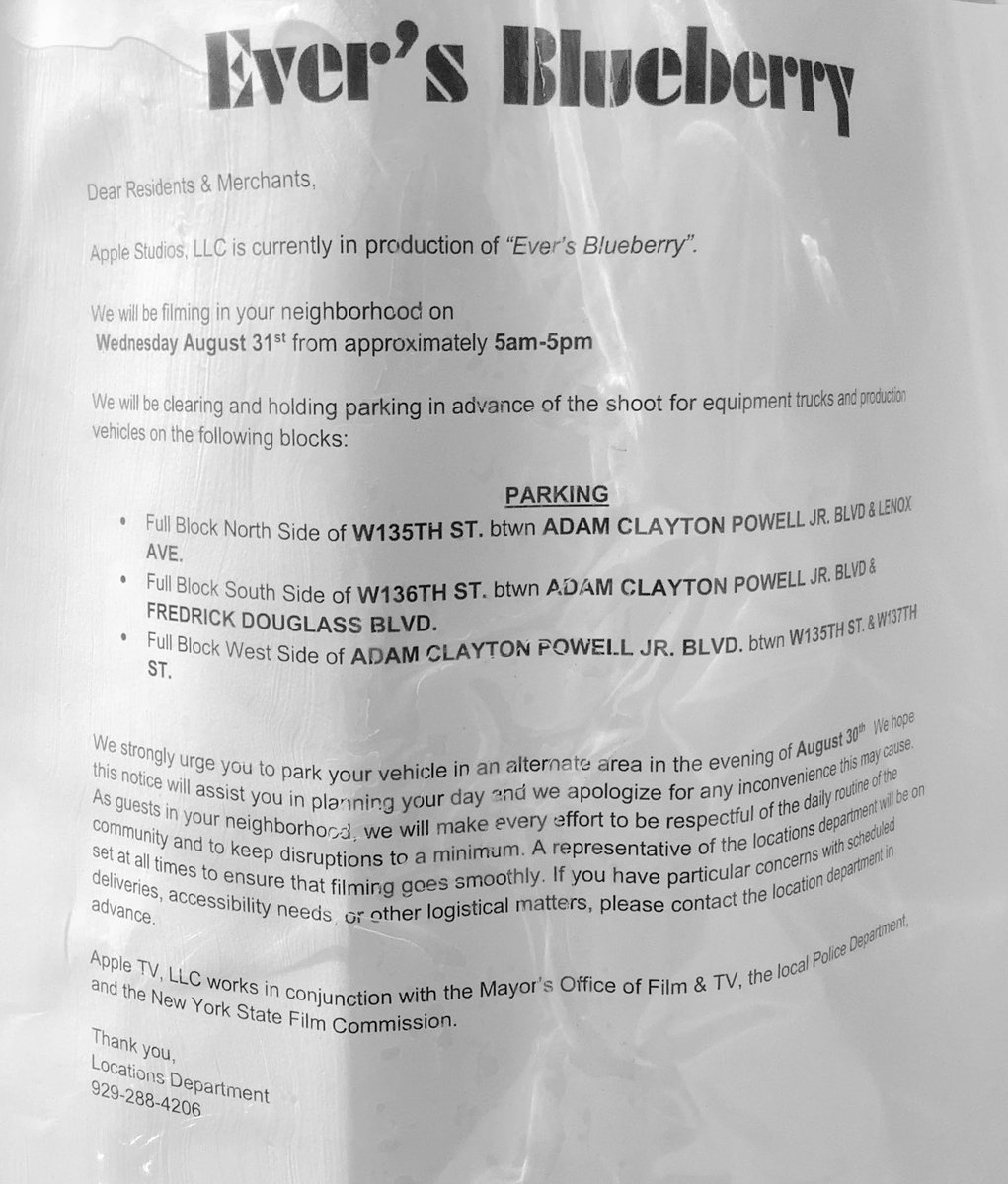 kucksuelwhan's tweet photo. #EversBlueberry aka #TheCrowdedRoom filming at/near W 135th St & Adam Clayton Powell Jr Blvd #Harlem on 8/31/22 @olv @MadeinNY @AppleTVPlus @TomHolland1996 @danielkeyes #willchase #lailarobins @NewRegency https://t.co/mvakEE5tiW