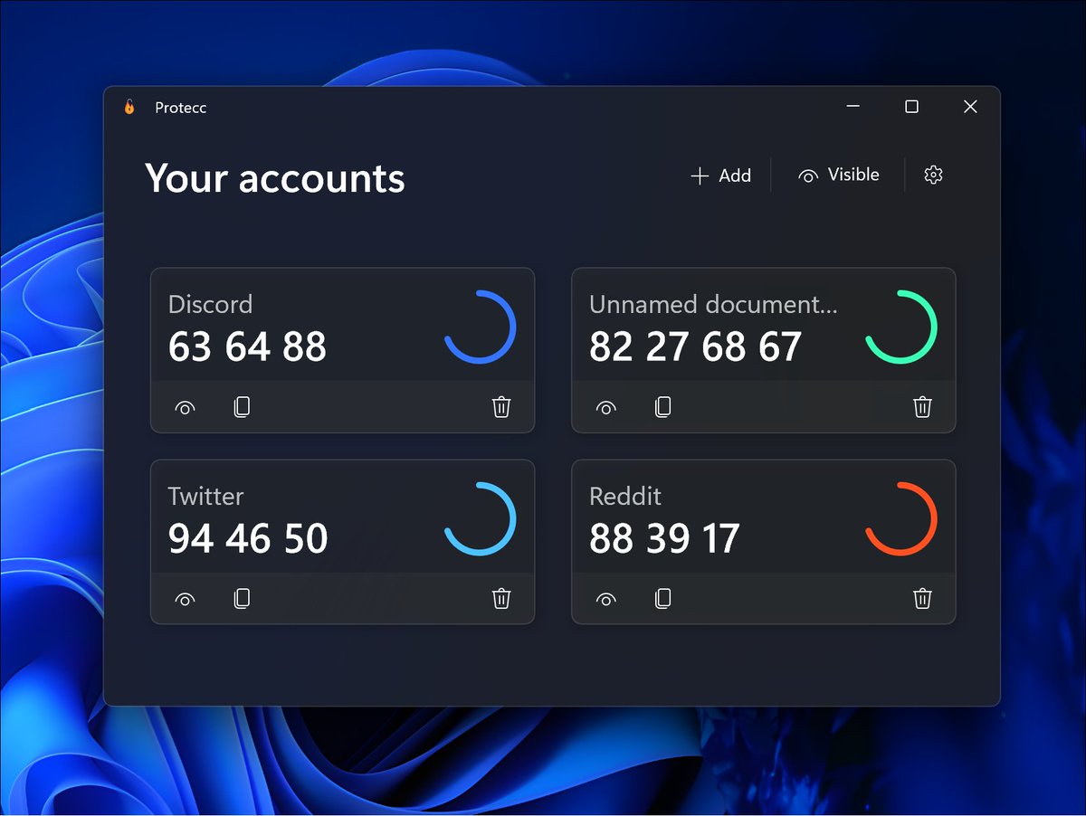 Introducing Protecc, an open source 2FA desktop client with a Modern Fluent  Design for Windows 11 & 10. Equipped with various protecction features  including Windows Hello auth and privacy filter. Get:  https://t.co/bL1sfb4dgh #