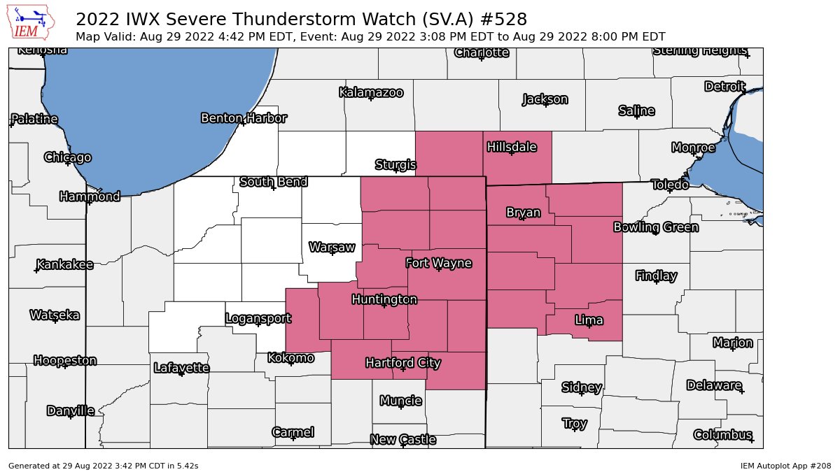 Indiana Storm Chasers on Twitter "IWX updates Severe Thunderstorm