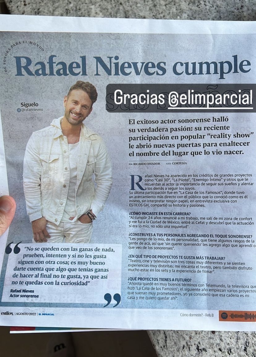 RafaNievesFans's tweet photo. Les comparto esta nota de @rafaelnievess 🙌🏻 https://t.co/pHbAj5cs0R