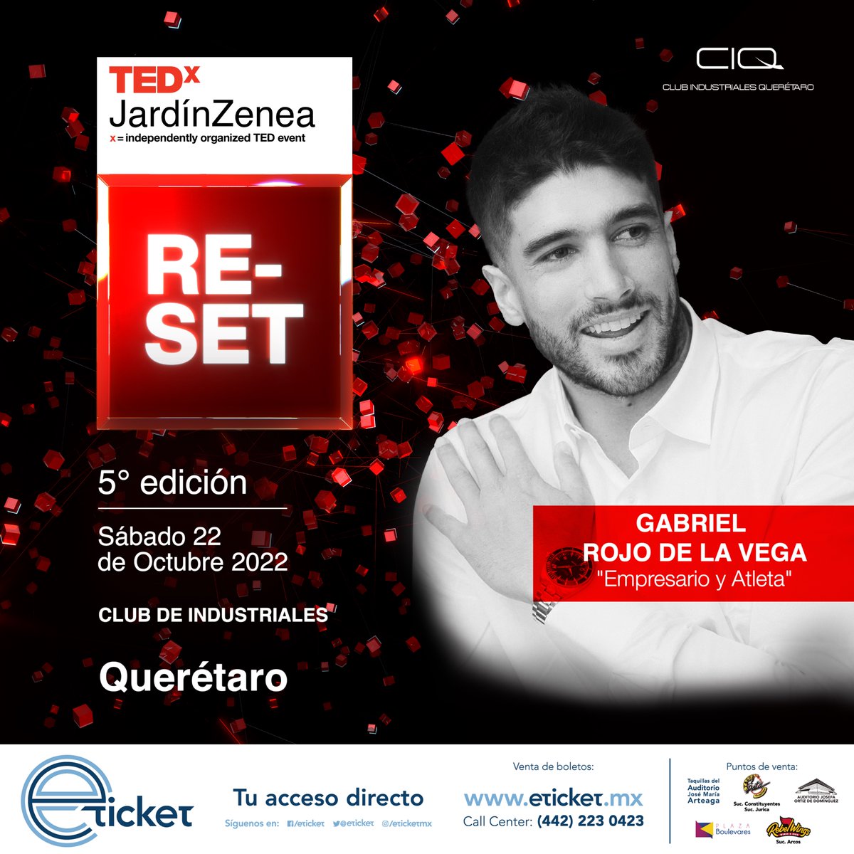 ❌ SPEAKER TEDxJZ 2022 - Gabriel Rojo De La Vega - Empresario y Atleta ❌ Sábado 22 de Octubre - Club de Industriales - 4PM - Boletos en Eticket 👉 eticket.mx/masinformacion…