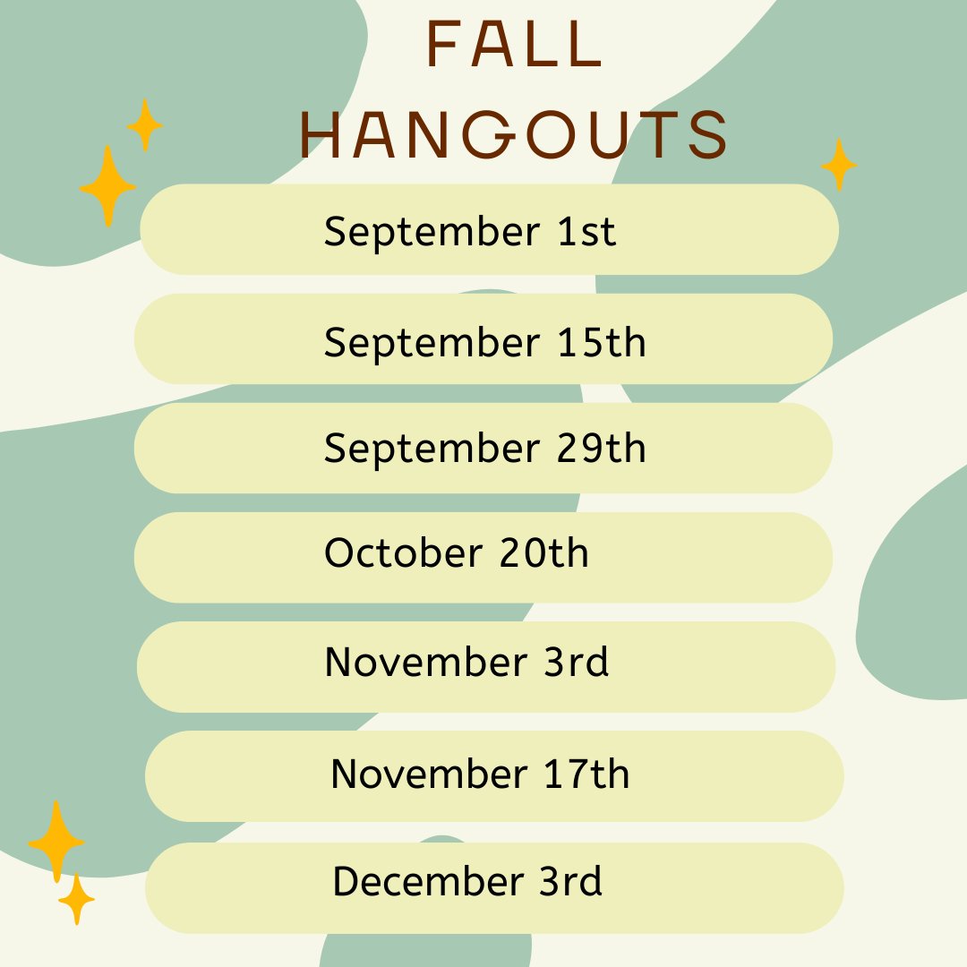 Hey besties! Ready for some great events this semester. We welcome all to come hang out with us. 
¡Hola amiguis! Esperamos que estén listos para los eventos más grandes de este semestre. Invitamos a todos personas aunque no sean parte de la comunidad latine a nuestros eventos.