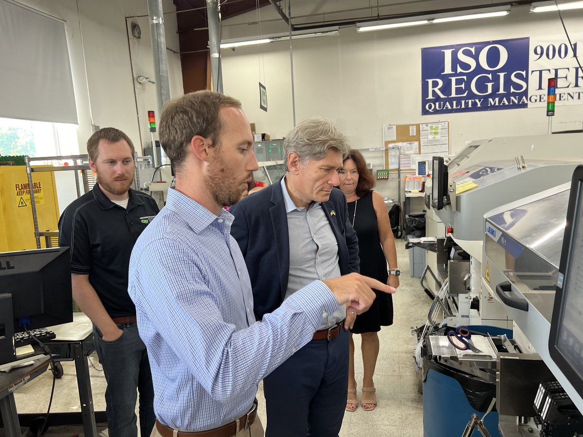 Malinowski's tweet photo. I visited Precision Graphics today, a family owned Readington company that makes printed circuit boards. 

They have felt the effects of the global microchip shortage.

And they will benefit hugely from the CHIPS and Science Act. https://t.co/aFOcsHXT2l