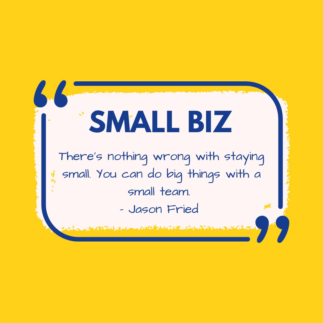 iLafeUSA's tweet photo. "There's nothing wrong with staying small. You can do big things with a small team." - Jason Fried 

#quotes #smallbusiness https://t.co/MAvmN2xqVM