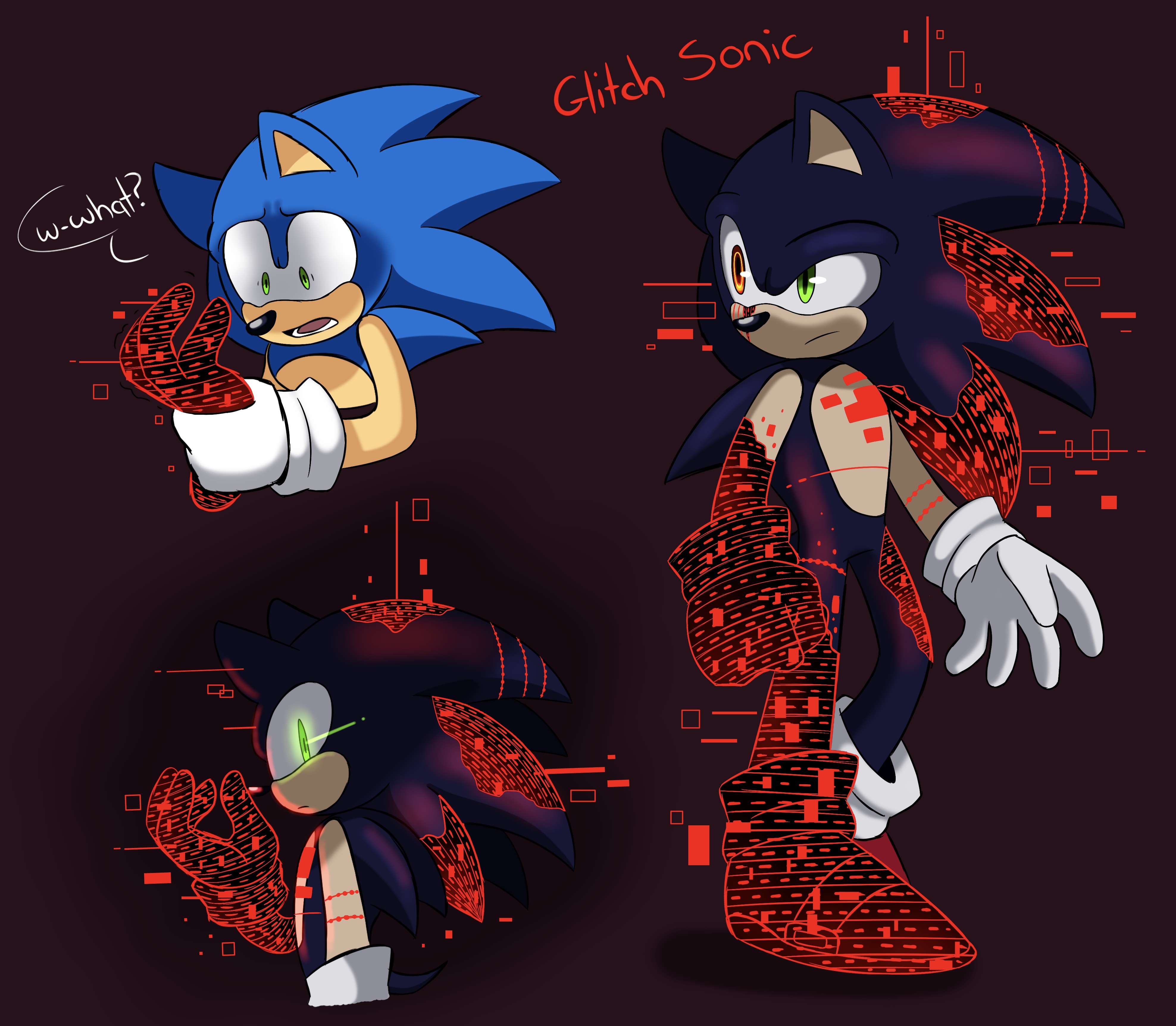 Sketchquill on twitter i made more art of my glitch sonic dd 
