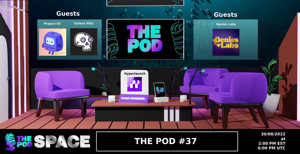 Your Tuesday Pod 🌊

⏱ 6 PM UTC/2 PM EST

Projects joining us:
<a href="/ProjectEliNFT/">Project Eli</a>
<a href="/SolanaHills/">Solana Hills</a>
<a href="/GeniesLabs/">Genies Labs</a>