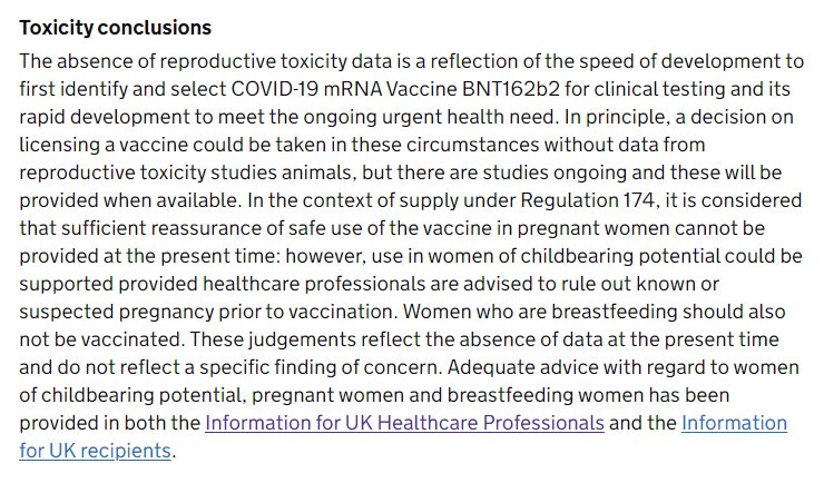 LockesianMorals's tweet photo. BREAKING: The UK is no longer recommending the Pfizer-BioNTech CV19 mRNA vaccine for pregnant women 🚨🚨🚨

Also, they recommend women of child bearing age must rule out suspected pregnancy prior to vaccination 🤯

Breastfeeding women should also not be vaccinated 😲 https://t.co/rAqNYmE6j9