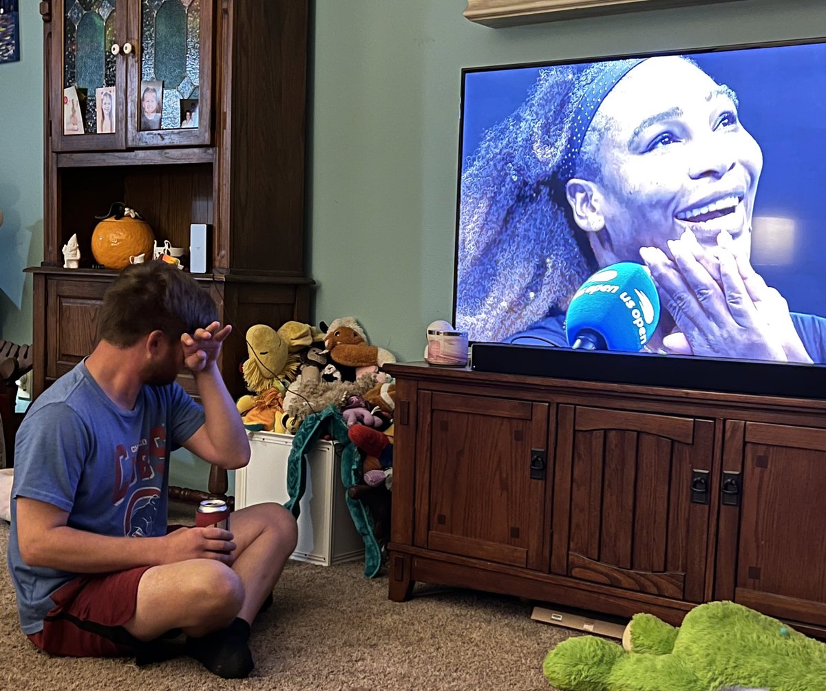 acheitman's tweet photo. When your friend is so invested in @serenawilliams 
Tears of happiness and a full lifetime of love! 🥰
#USOpen2022 https://t.co/FIegqW2h2e
