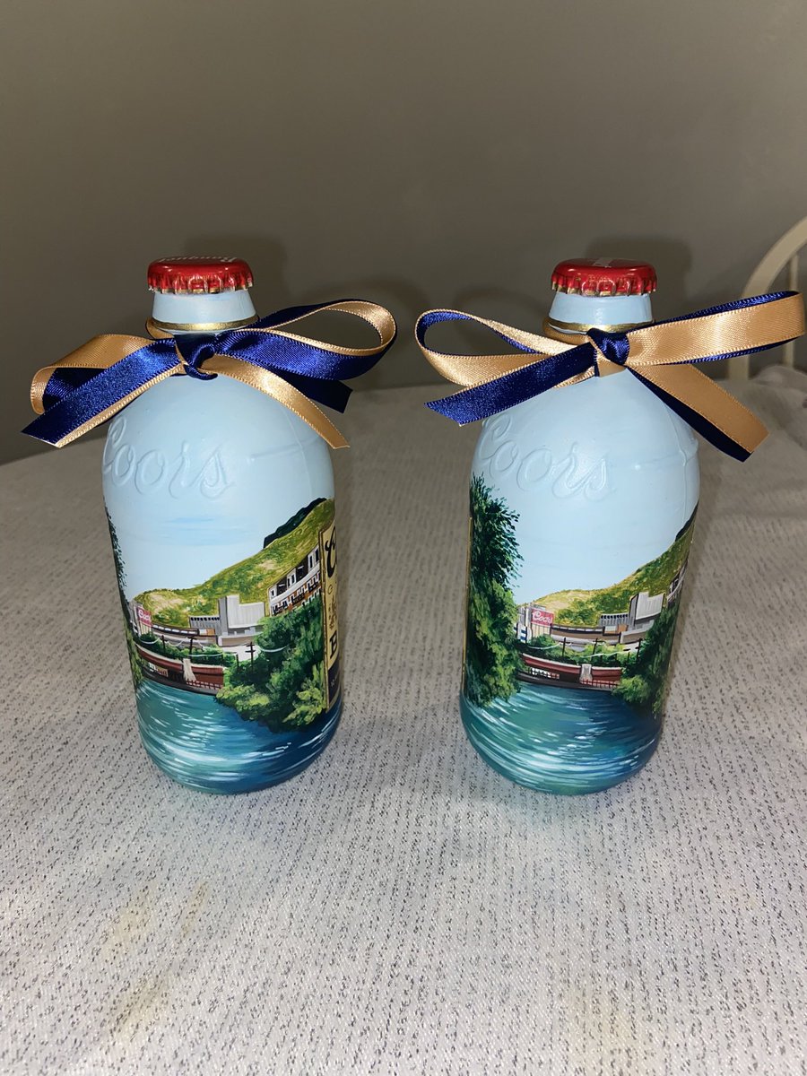 esmith687's tweet photo. A client requested that I paint the Coors brewery on a couple of Banquet bottles… now I think I need to paint something Cobra Kai inspired on them! @CobraKaiSeries @WilliamZabka @ralphmacchio https://t.co/VmpAkBZD00