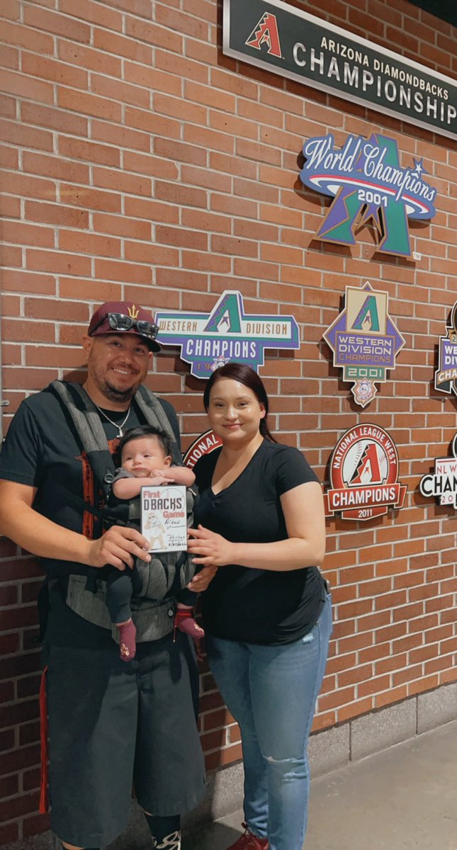 MissMeenah's tweet photo. Thanks @Dbacks! My sweet nephew’s (and @TheSunDevils future slugger!) first of many many baseball games! Thank you for letting us know we could commemorate his first game ⚾️❤️🐍 https://t.co/e2jawQfUta