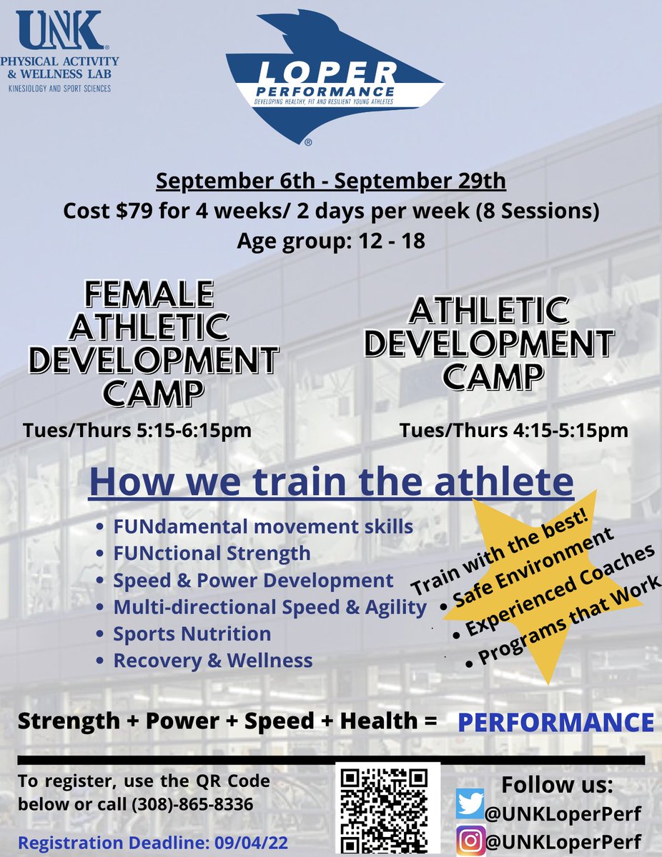 Looking to take your athletic performance to the next level?⬆️⬆️
If so, check out our Athletic Development and Female Athletic Development Programs! These programs are great for middle to high school athletes looking to improve their performance in a safe, fun, and effective way!