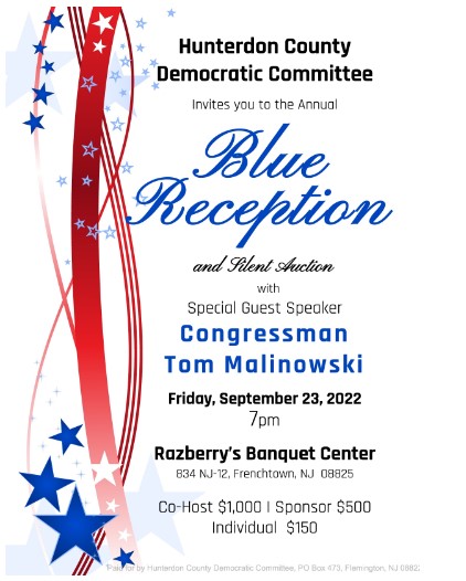 DemsOfHunterdon's tweet photo. Join us at our Blue Reception, Friday Sept 23rd 7pm at Razberry's.   
Details at https://t.co/2tLEXXkcJC https://t.co/Z4xnmiiLH6