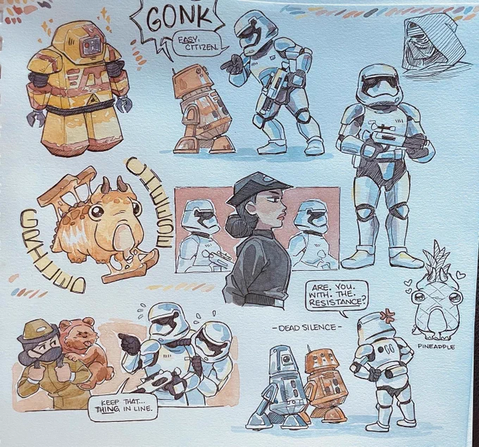 Disney doodles are back ❤️ 
Lots of droids this time around 