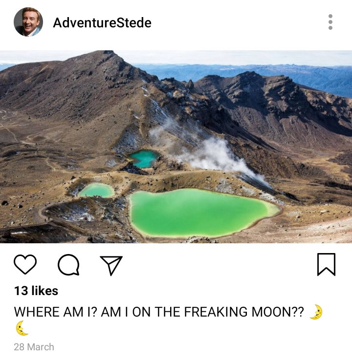 Instagram post depicting Tongariro crater