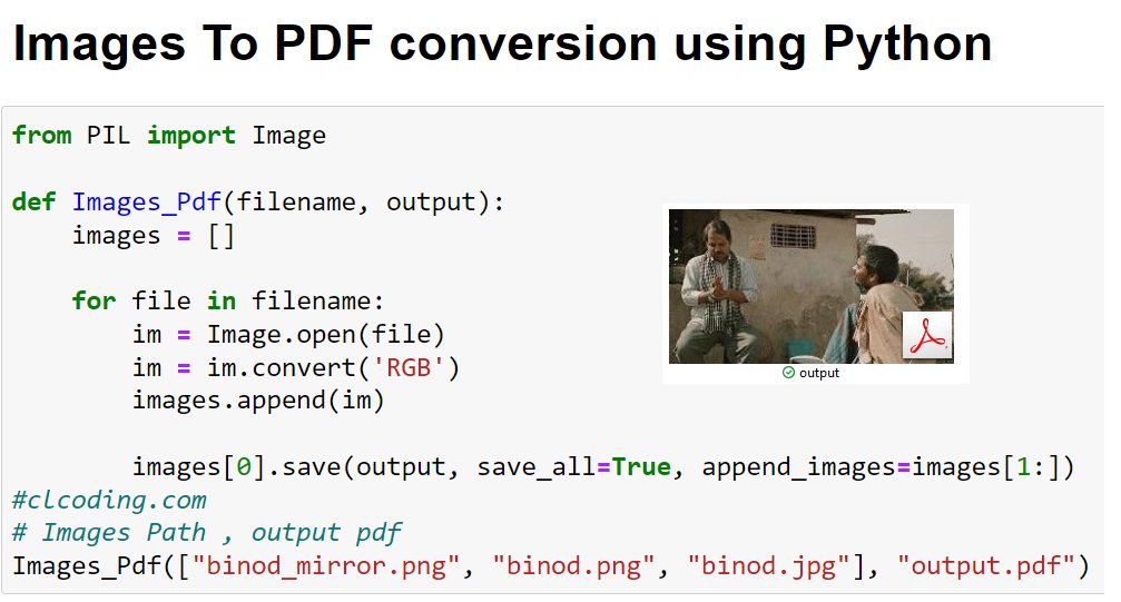 clcoding's tweet image. Day 95 : Images To PDF conversion using Python youtu.be/Pv6ioGZeouI