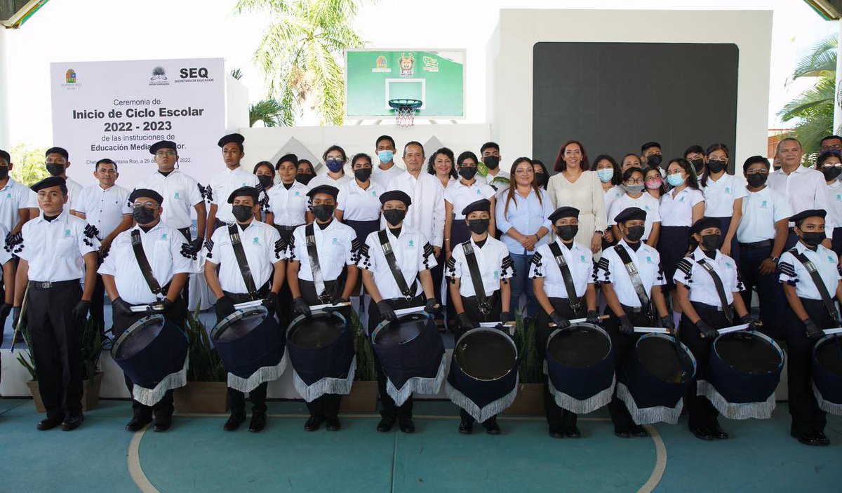 Inicio ciclo escolar 2022-23, educación media superior desde <a href="/cecyteqroo/">CECyTE Quintana Roo</a> #Chetumal. Hoy, todos los y las jóvenes de #QuintanaRoo tienen acceso al Bachillerato. Mi reconocimiento a maestras y maestros  que hoy preparan a nuestra juventud. <a href="/EducacionQR/">SEQ Educación</a> <a href="/SEP_mx/">SEP México</a> @yensunniOPB