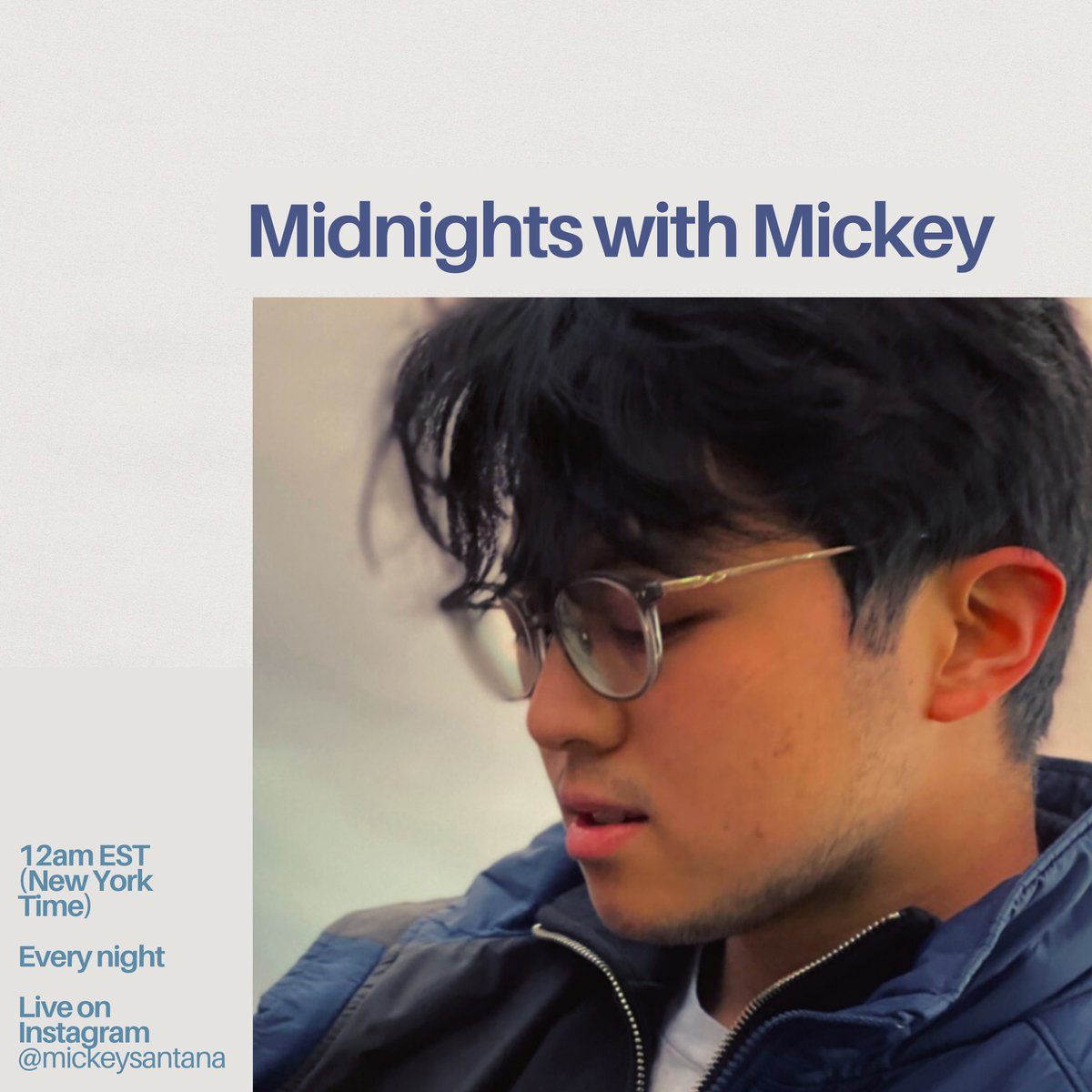mickeyswiftie's tweet photo. Counting down to #TSmidnighTS , I thought it'd be fun to sing @taylorswift13 songs referencing night. I’ll be live from wherever I find myself when the clock strikes 12, each night until 10/21.
#MidnightsWithMickey starts tonight, so meet me at 12ET on IG at @/mickeysantana🕰🌙 https://t.co/iFWk51pVNV
