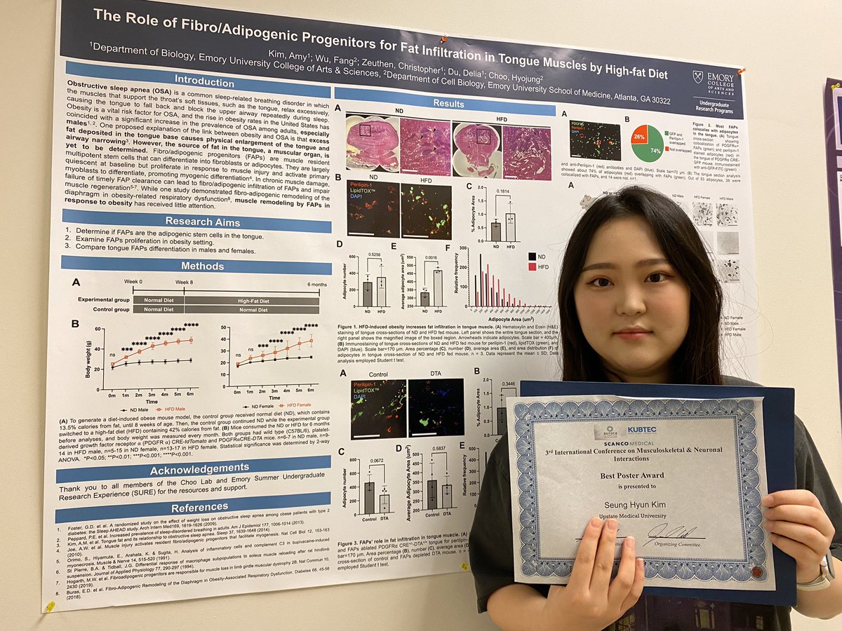 I’m very proud that Amy Kim, a undergraduate student working in my lab, awarded Best Poster Award from 3rd International Conference on Musculoskeletal &Neuronal Interactions! Congrats, Amy!