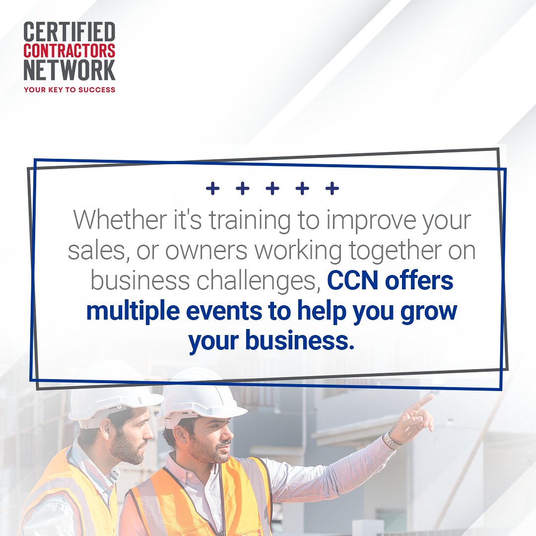 contractorsnet's tweet photo. On average, every 3rd day has a CCN event going on.

Whether it's training to improve your sales...
Or owners working together on business challenges...

There's always something to help you grow your business.

See link below for our CCN event calendar. https://t.co/kYIE9jrzjX