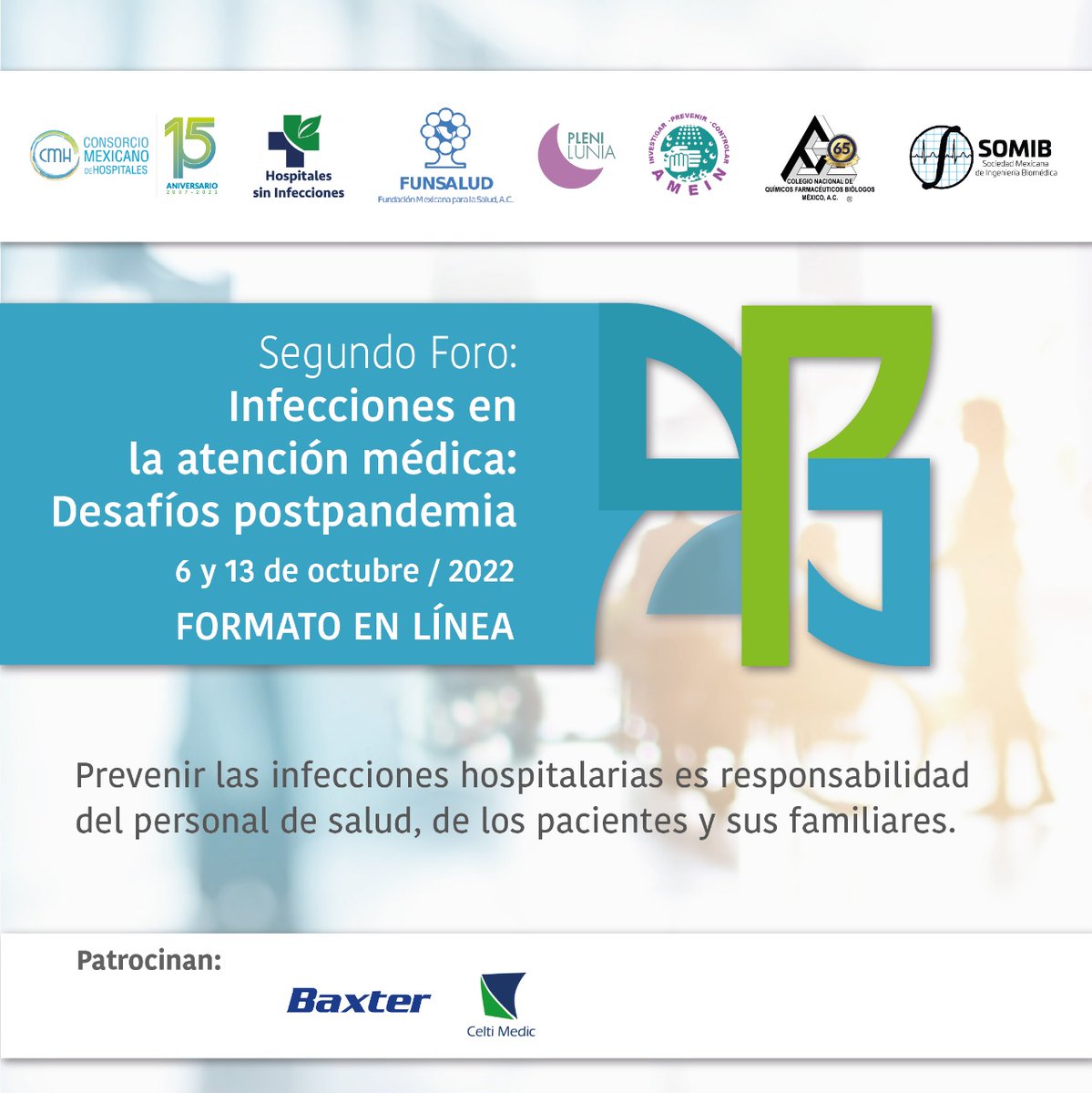 CMHAC's tweet photo. El 6 y 13 de octubre de 2022 se llevará a cabo el 2 ° Foro “Infecciones en la atención médica. Desafíos postpandemia”, en el que el CMH participa como organizador.

Conoce los detalles e inscríbete de forma gratuita en:  https://t.co/PdBQTjIsvx https://t.co/sL8dQjWutI