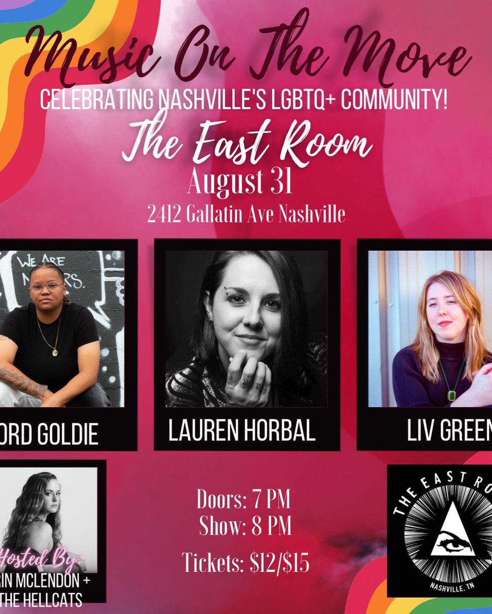 This Wednesday at <a href="/TheEastRoom/">The East Room</a> with <a href="/LordGoldie615/">“Heal Talk” OUT NOW!</a>, Liv Greene, &amp; Lauren Horbal! Hosted by <a href="/ErinMcMusic/">Erin McLendon</a> &amp; The HellCats - have you grabbed your tickets yet??