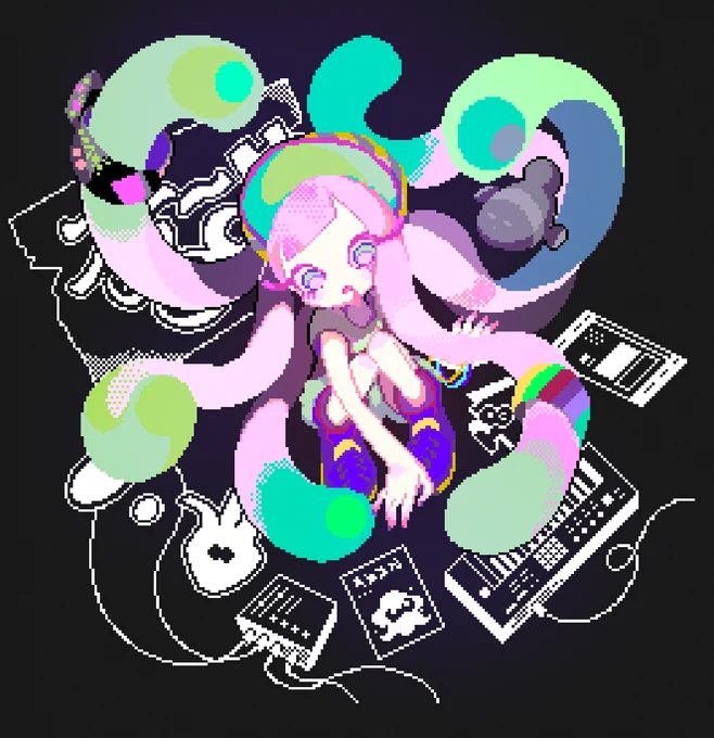 win95の8ビットカラーで描いたドットパル子ちゃん#Splatoon3 #スプラトゥーン3 #パル子 #ドット絵 #pixelart 