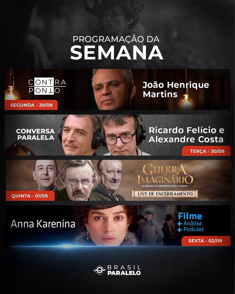 jhenriqmartins's tweet photo. Hoje, daqui a pouco às 20h, estarei te esperando no Contraponto da @brasilparalelo com Bruno Magalhães.
▶️ Fique ligado na programação
#brasilparalelo #contraponto https://t.co/CmE5B7mz6m