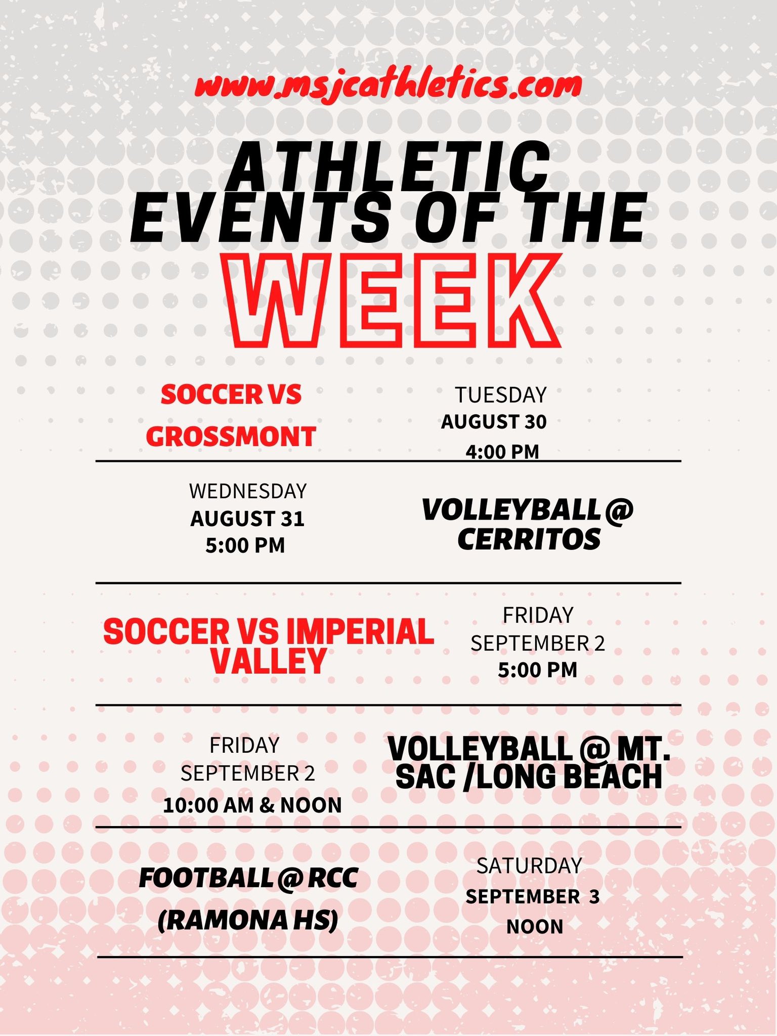 MSJC Athletics on Twitter "Looking at this week .. 🦅 https//t.co