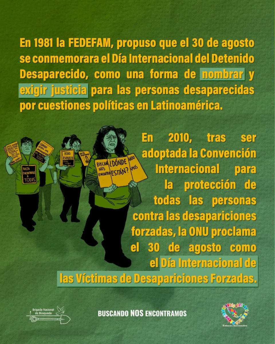 brigadabuscando's tweet photo. 📌📅 ¿Qué se conmemora el 30 de agosto? 

➡️ Te invitamos a que te unas y acompañes a las familias en las acciones de tu localidad.

Resguardemos la memoria de quienes nos faltan.
¡Lxs desaparecidxs nxs faltan a todxs! https://t.co/o2Ziv9OSqM
