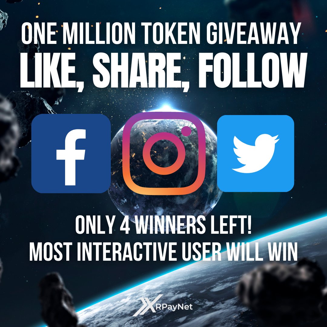XRPayNet's tweet photo. 🚨WIN ONE MILLION XRPAYNET🚨
LIKE, SHARE & FOLLOW 🎉
The most interactive fan wins‼️
#win #fan #comment #share #followto #wins #fanwin #crypto https://t.co/5AasWWs1Tg
