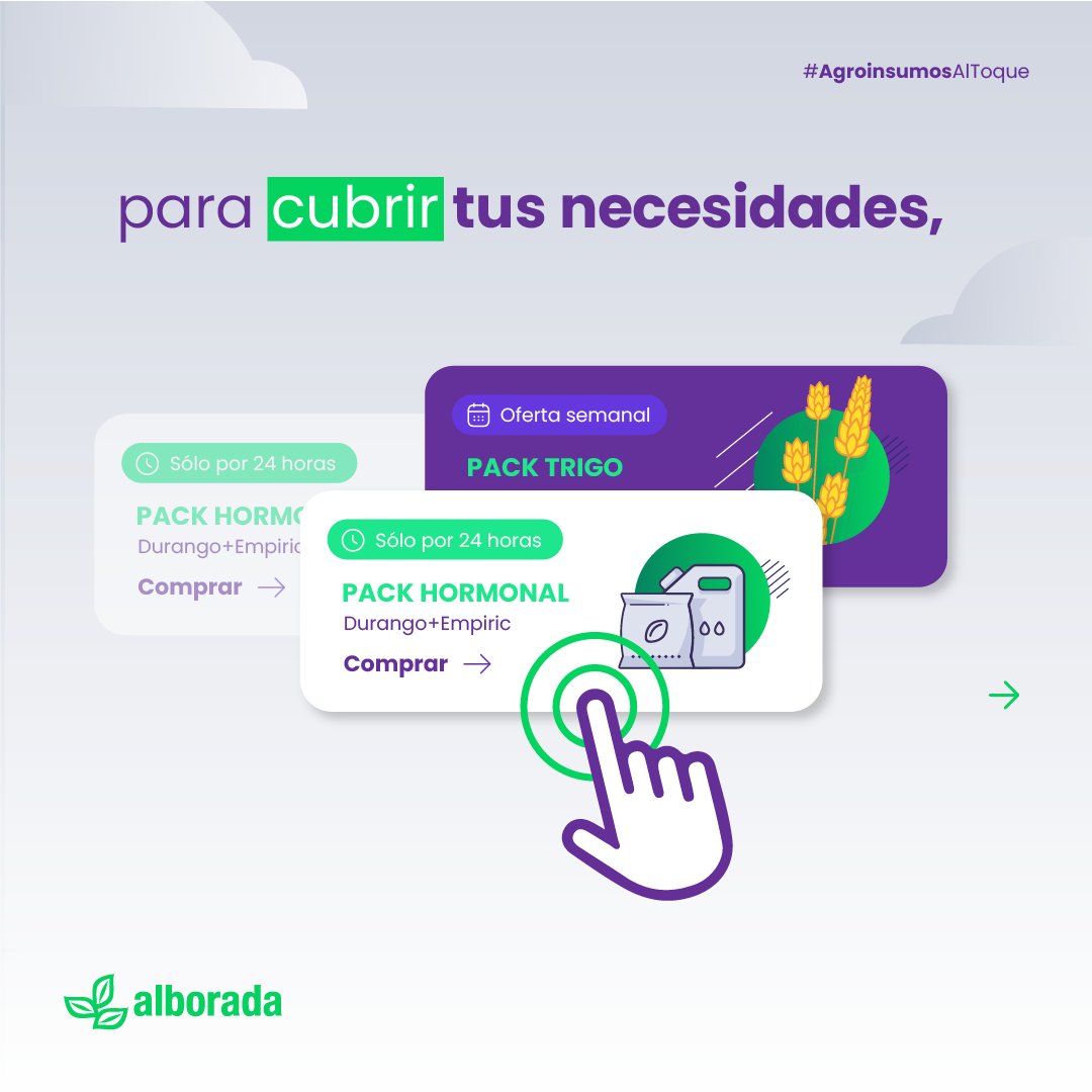 alboradasrl's tweet photo. 😉 Cuando decimos al toque, es al toque. Un par de clicks y tus agroinsumos ya está en camino. Podes realizar compras estratégicas, seguimiento y seguramente mayor rentabilidad y aprovechamiento del tiempo. 

Soluciones al toque con alborada. https://t.co/5hvEl9l5bT ✳️ https://t.co/0JbYwLfT0M